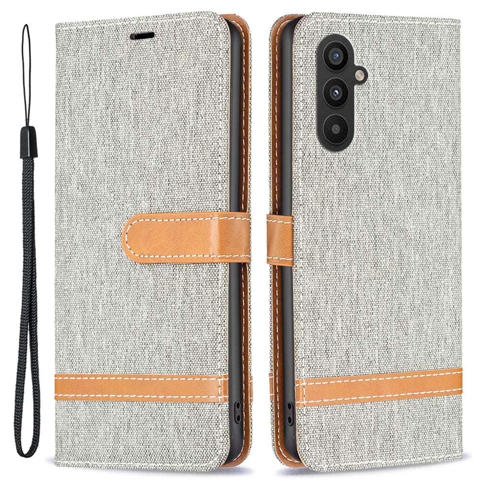Til Samsung Galaxy A24 4G splejsning PU læder telefoncover Jeans Stof telefonetui med stativ tegnebog Til Samsung Galaxy A24 4G splejsning PU læder telefoncover Jeans Stof telefonetui med stativ tegnebog